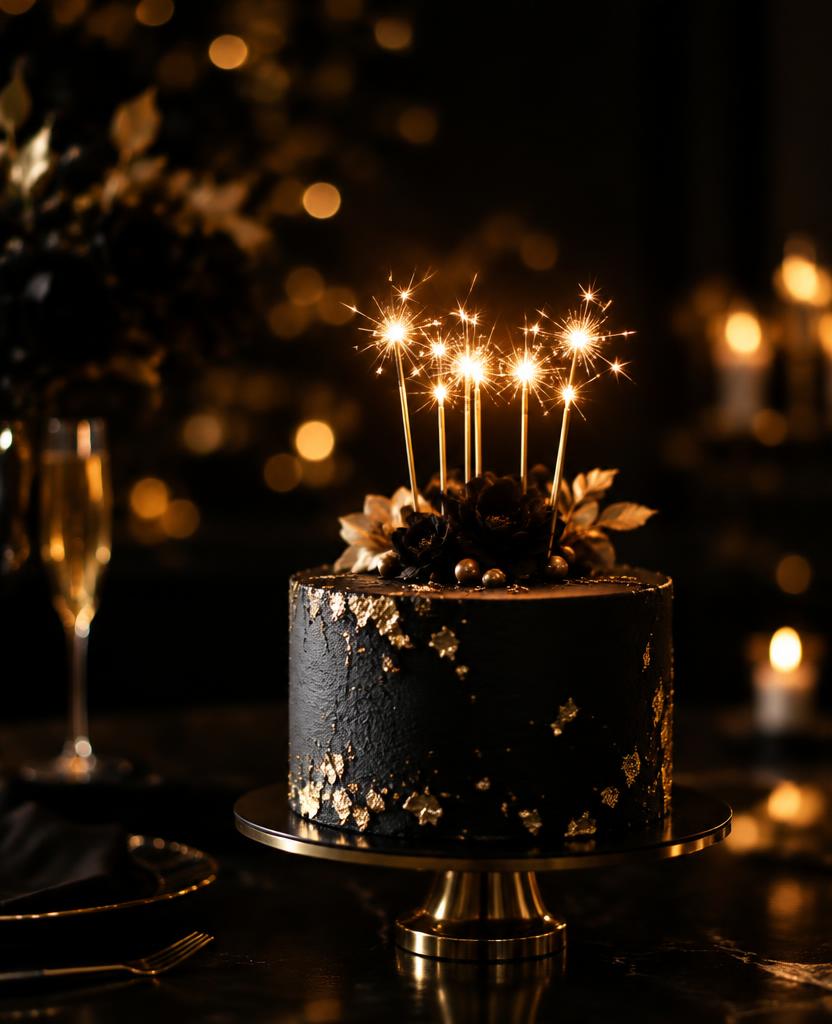 A celebration cake with sparklers