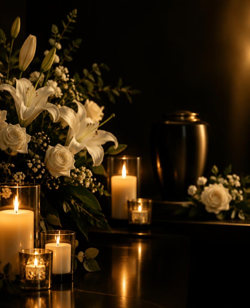 Candlelight and white flowers
